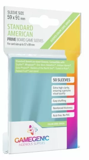 PRIME STANDARD AMERICAN-SIZED SLEEVES 59X91MM (50) PRIME STANDARD AMERICAN-SIZED SLEEVES 59X91MM (50)