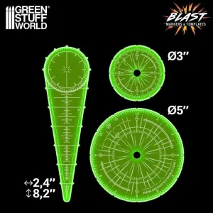 PLANTILLAS DE EXPLOSIÓN WARGAMES - VERDE FLUOR PLANTILLAS DE EXPLOSIÓN WARGAMES - VERDE FLUOR
