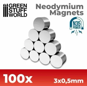 IMANES NEODIMIO (N35) 3X0'5MM - 100 UNIDADES IMANES NEODIMIO (N35) 3X0'5MM - 100 UNIDADES