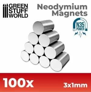 IMANES NEODIMIO (N35) 3X1MM - 100 UNIDADES IMANES NEODIMIO (N35) 3X1MM - 100 UNIDADES