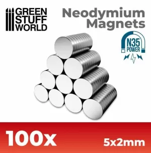 IMANES NEODIMIO (N35) 5X2MM - 100 UNIDADES IMANES NEODIMIO (N35) 5X2MM - 100 UNIDADES