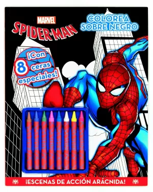 SPIDERMAN. COLOREA SOBRE NEGRO SPIDERMAN. COLOREA SOBRE NEGRO